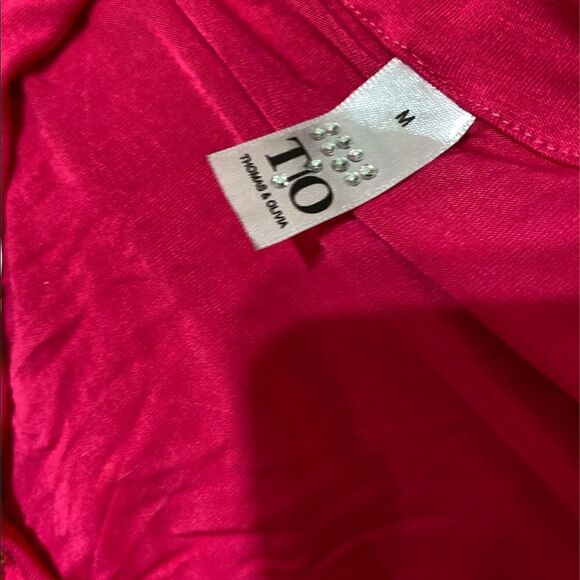 NEW WITH TAGS TIO womens tunic top with size M PINK WITH GOLD ACCENTS - Picture 3 of 3
